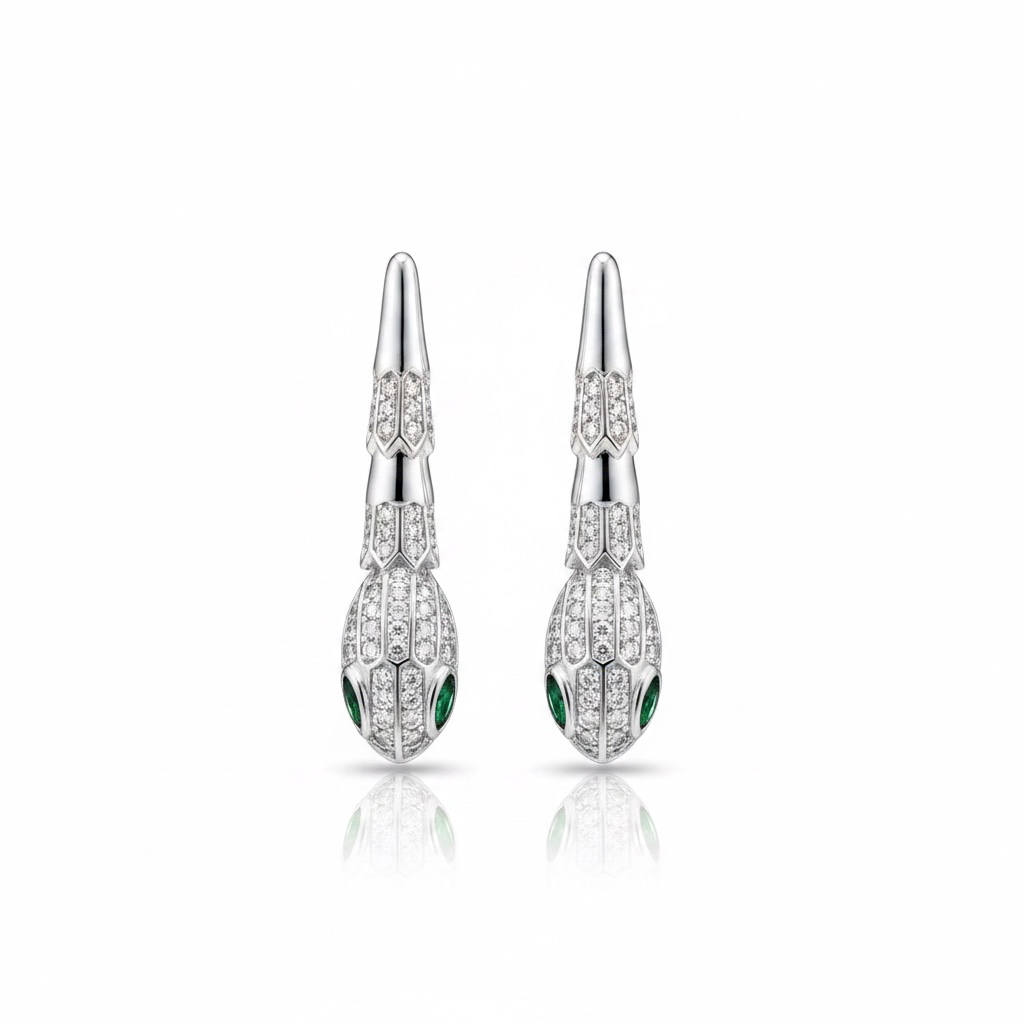 Silver Drop Snake Earrings