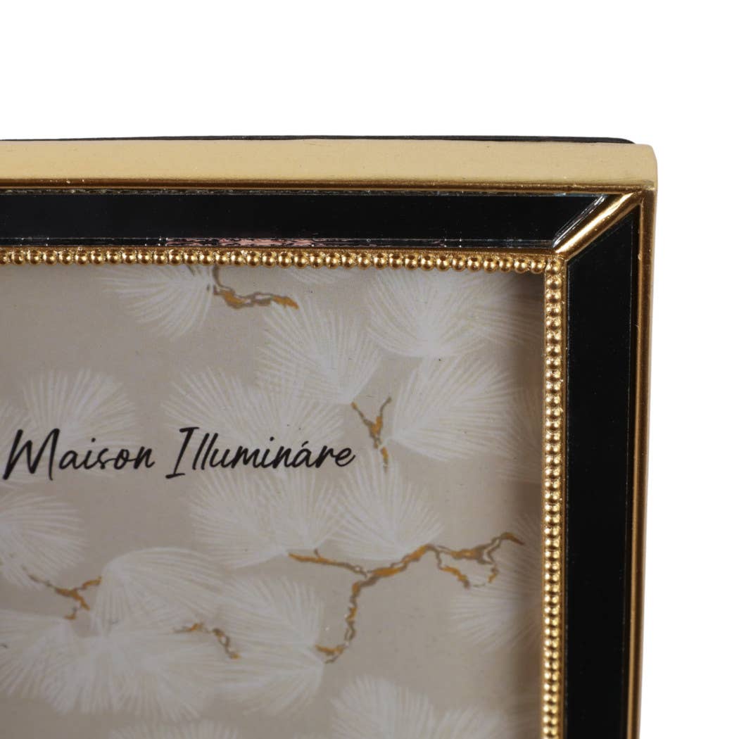 Gold 5x7 in. Resin Photo Frame with Mirrored Beaded Border