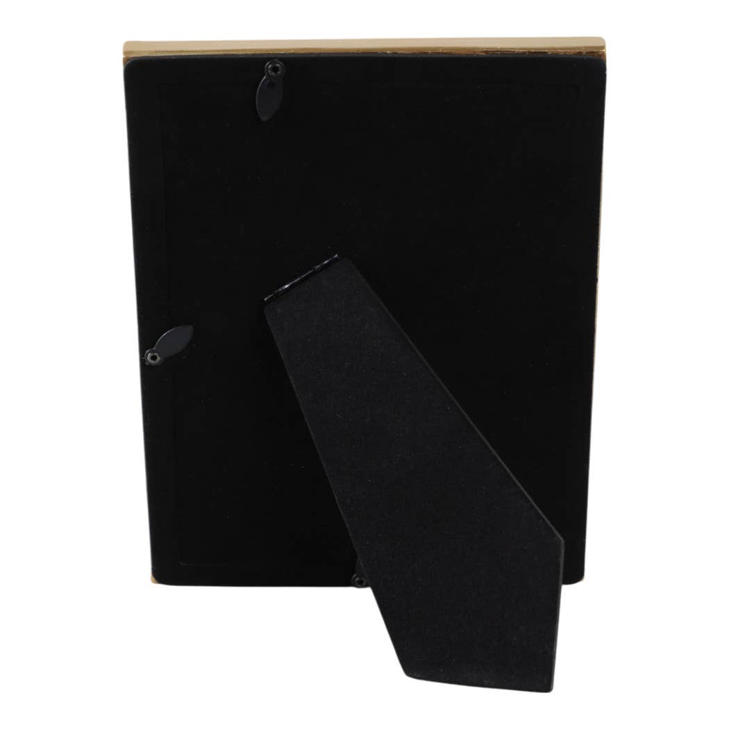Gold 5x7 in. Resin Photo Frame with Mirrored Beaded Border