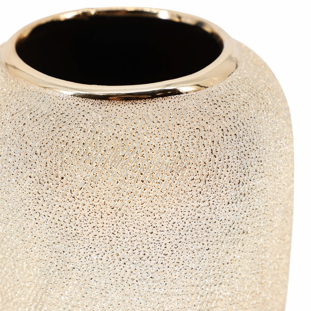 Decorative Vase - Silver Ceramic Teardrop Textured, 12 in.