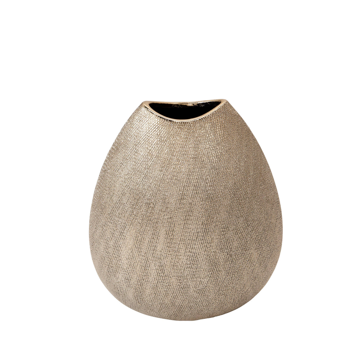 Decorative Vase - Silver Ceramic Teardrop Textured, 11 in.