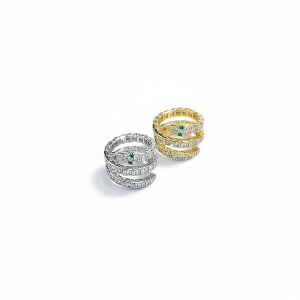 Green eyed Snake Ring