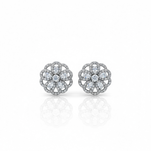 Sterling silver floral studs