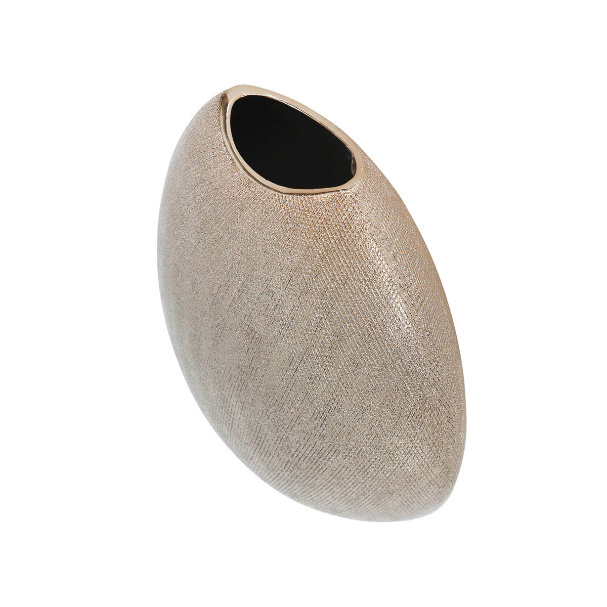 Decorative Vase - Silver Ceramic Teardrop Textured, 11 in.