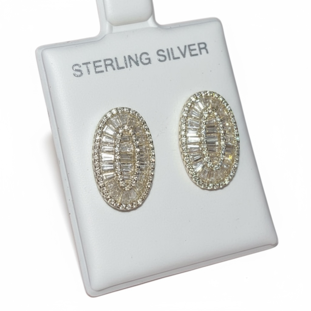 Oval Crushed Diamond Statement Earrings