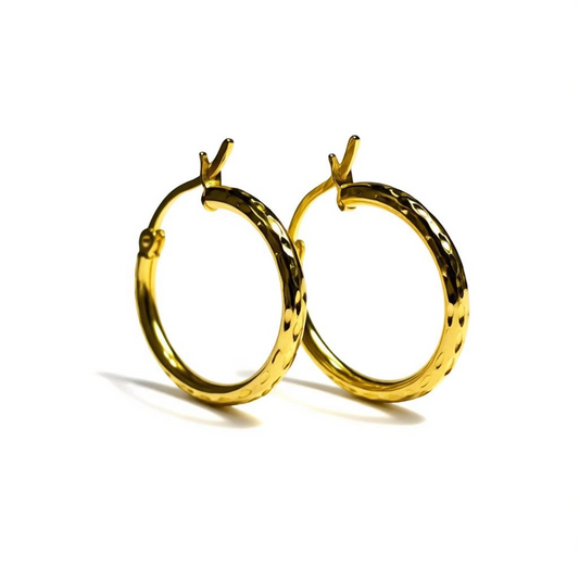 Hammered Gold Hoops
