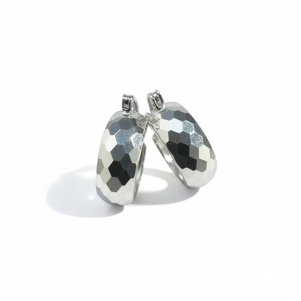 Hammered Silver Small Hoops