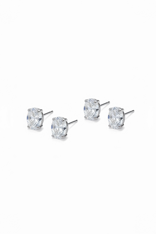 Oval CZ studs