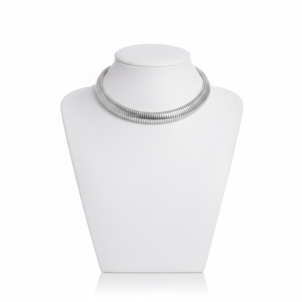 Ribbed Silver Choker