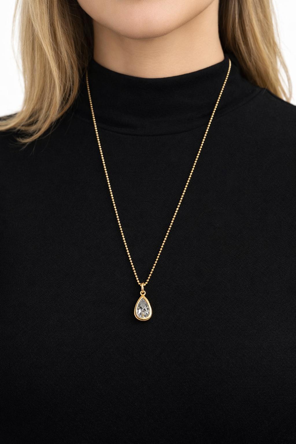 Bezel Pear Necklace