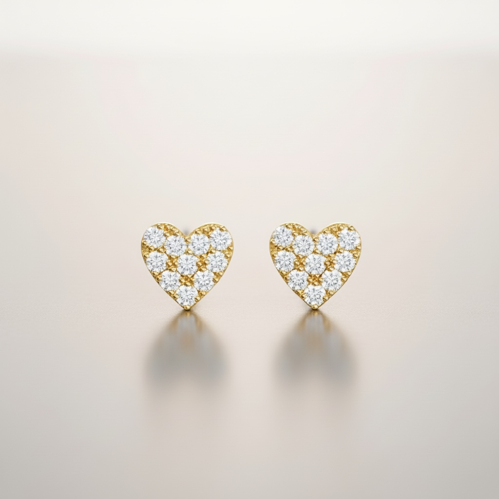 Diamond Heart Studs