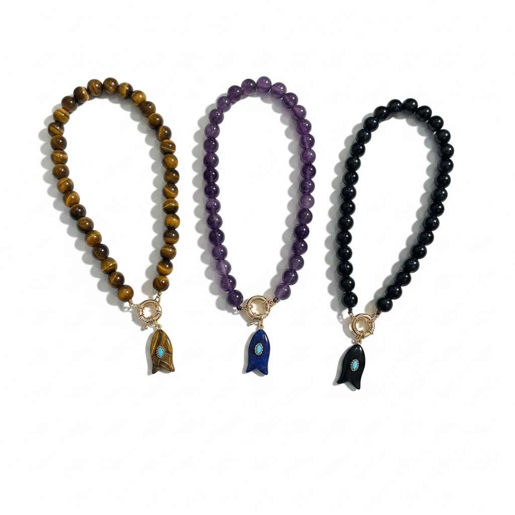 Natural Stone Fish-Bead Necklace