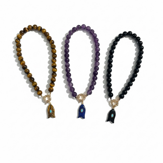Natural Stone Fish-Bead Necklace