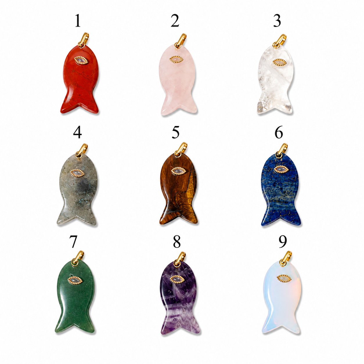 Natural Stone Fish Charms