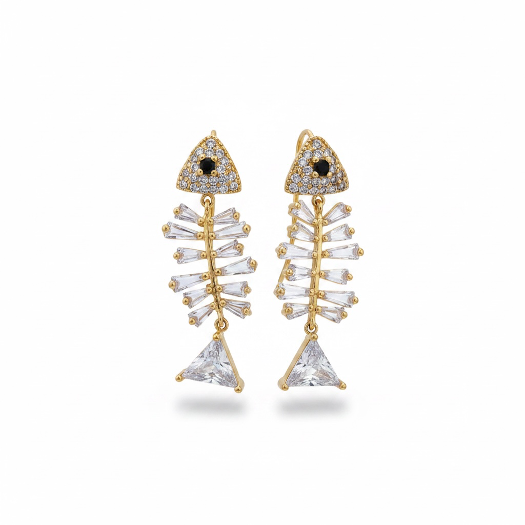 CZ Fishbone Earrings