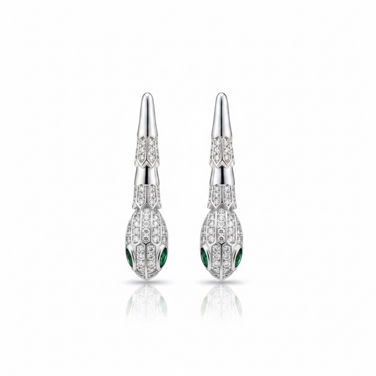 Silver Drop Snake Earrings