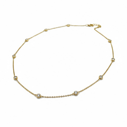 CZ bezel diamond necklace