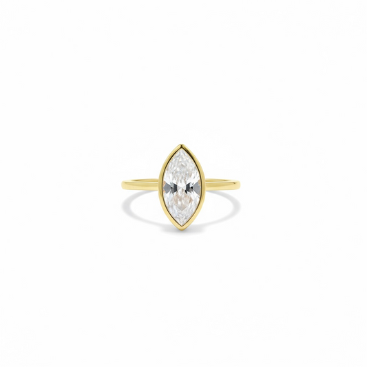 Bezel marquise ring