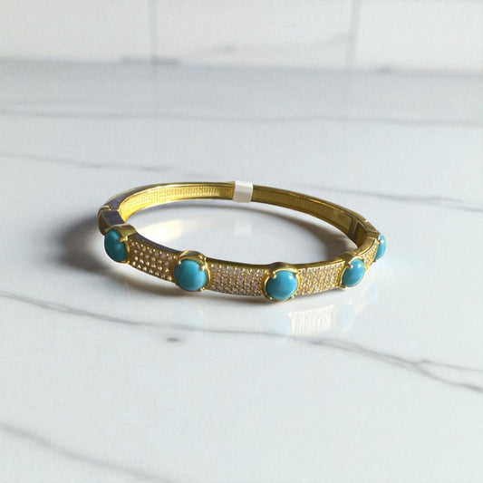 14k Gold over Silver Turquoise Bangle