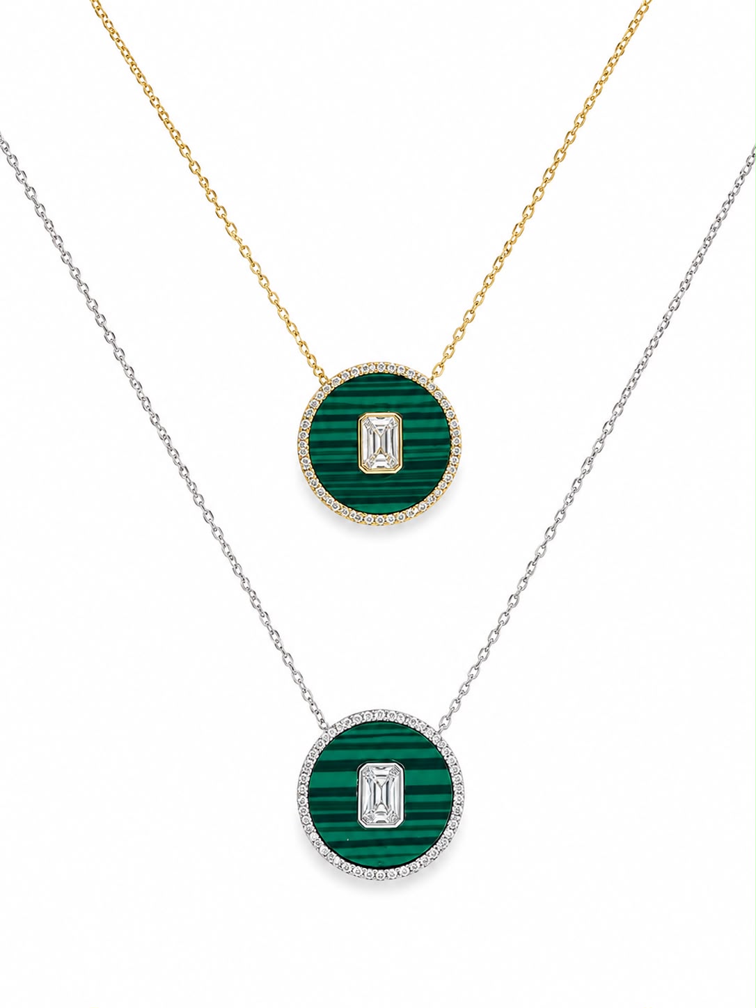 Green Malachite Round Pendant Necklace