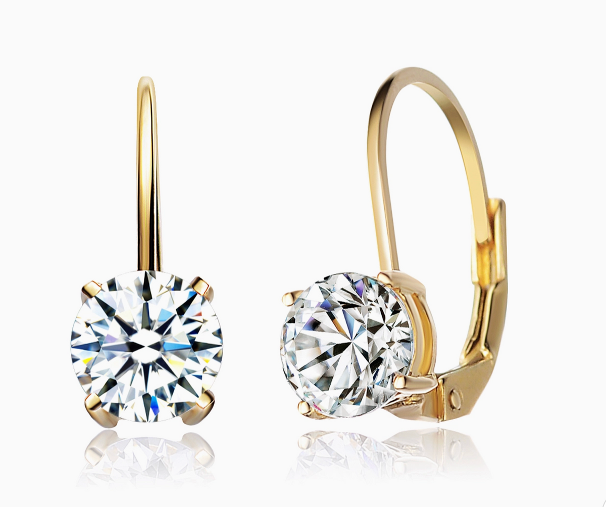 Round CZ Drop Earrings