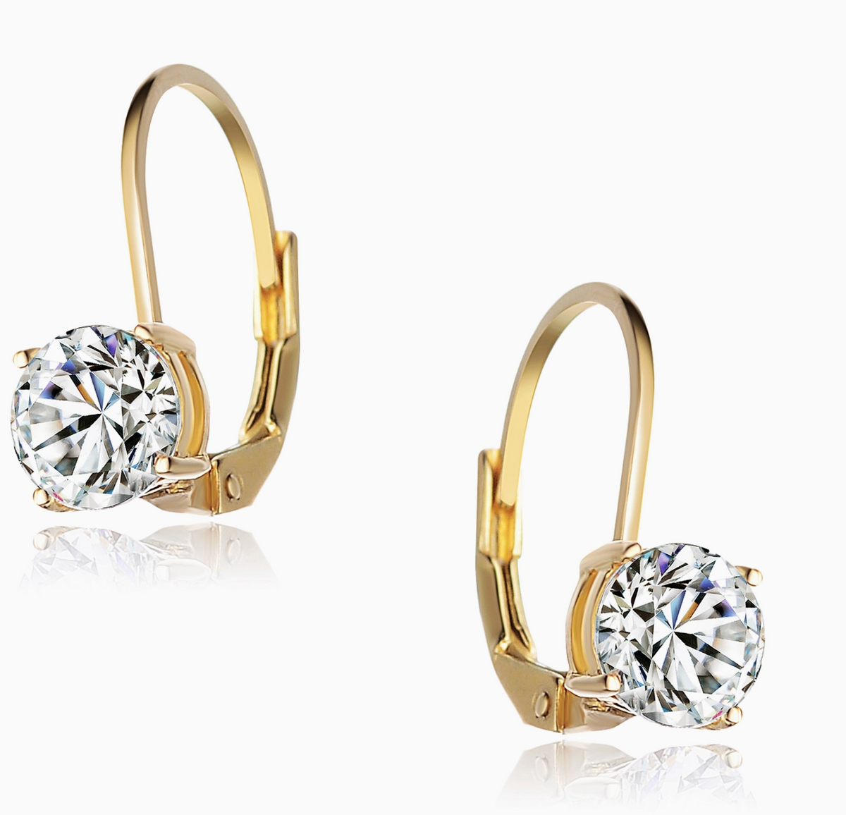 Round CZ Drop Earrings
