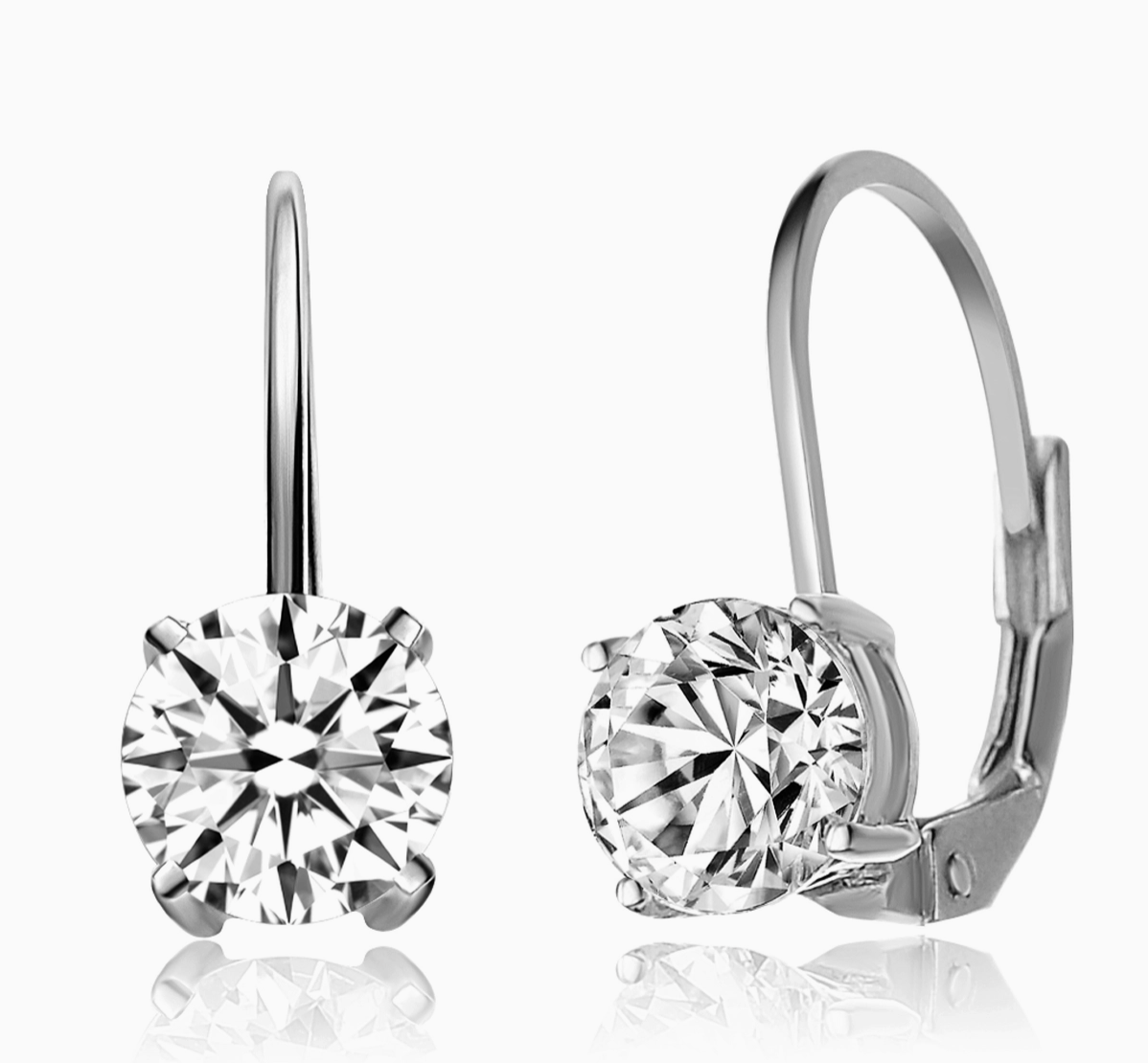 Round CZ Drop Earrings