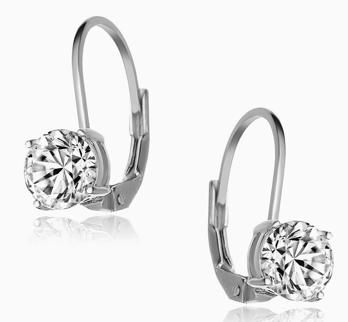 Round CZ Drop Earrings