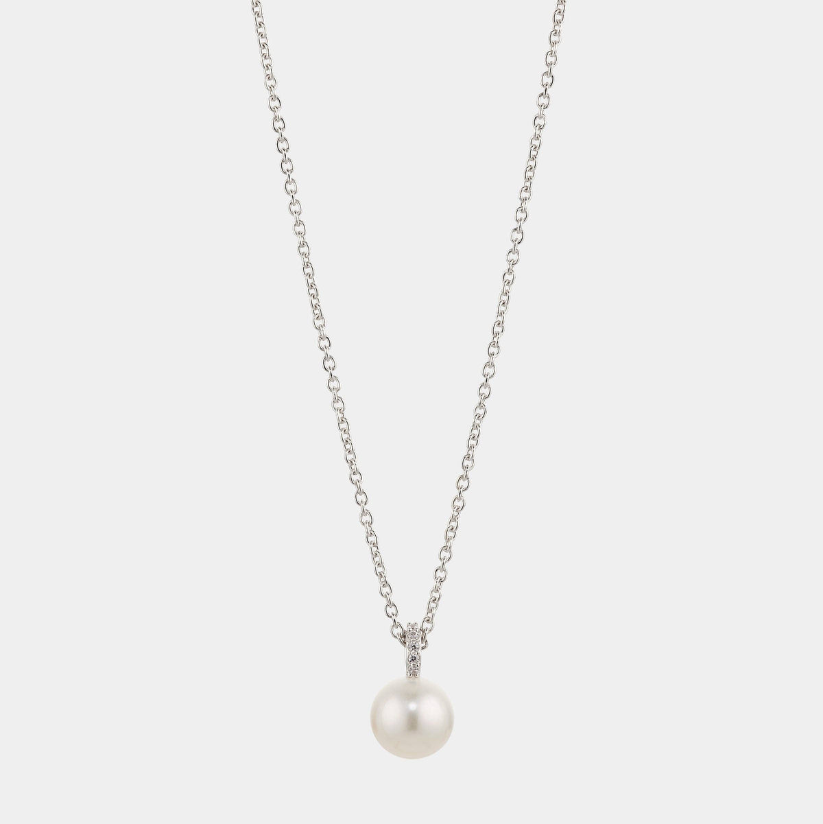 8MM GENUINE FRESHWATER PEARL AND PAVE CZ PENDANT