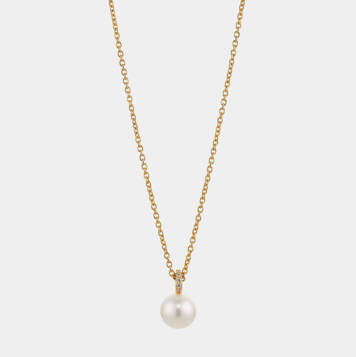 8MM GENUINE FRESHWATER PEARL AND PAVE CZ PENDANT