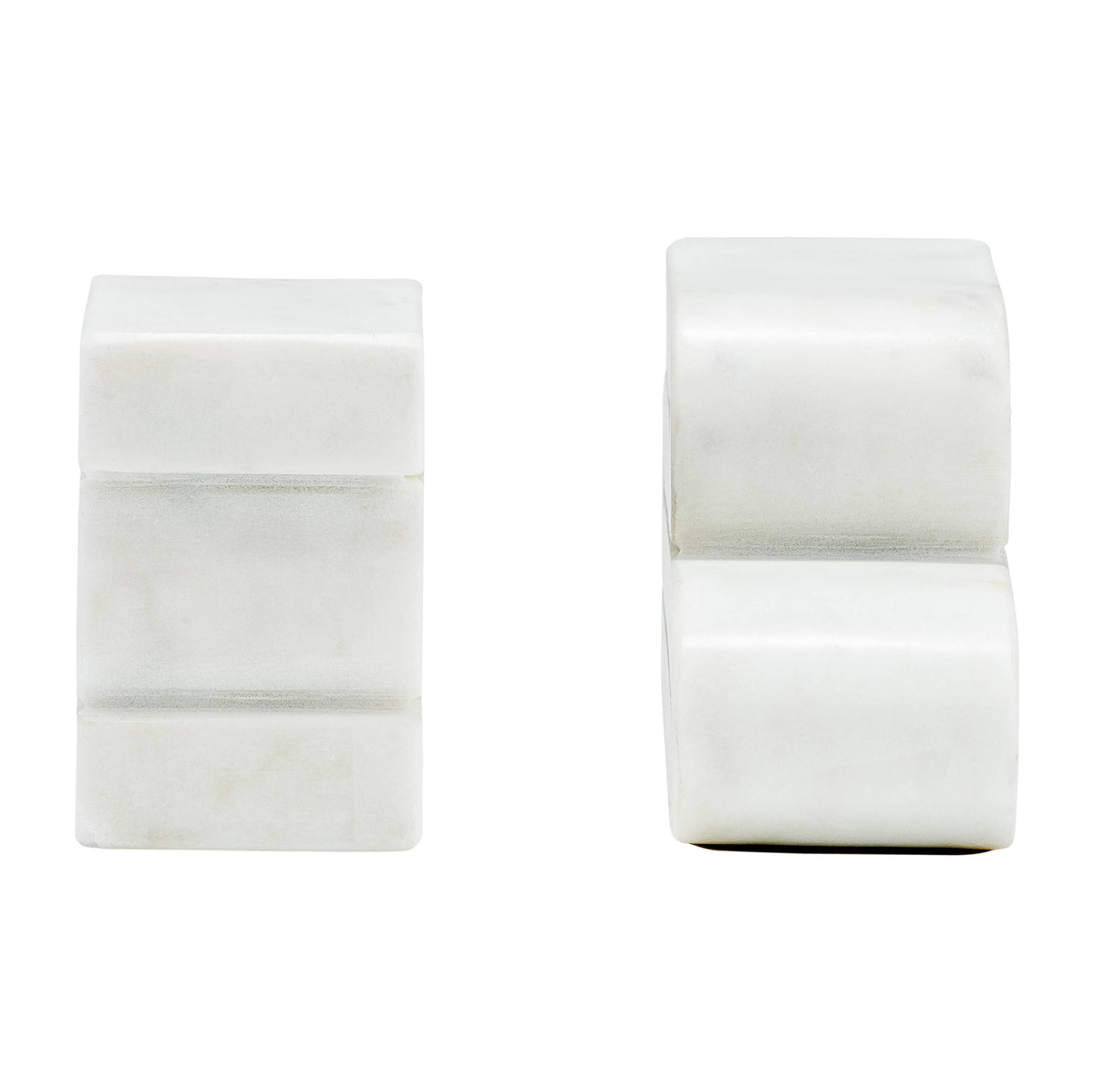 Bookends Set of 2 - White Marble Geometric Swirly, 6 in.