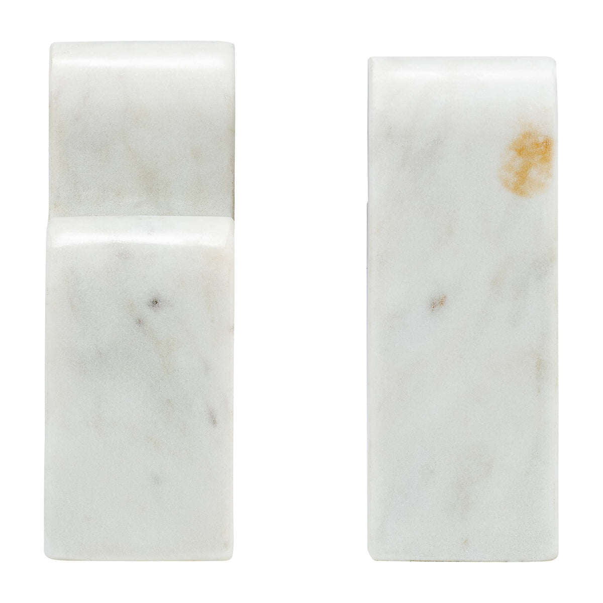 Bookends Set of 2 - White Marble Geometric Swirly, 6 in.