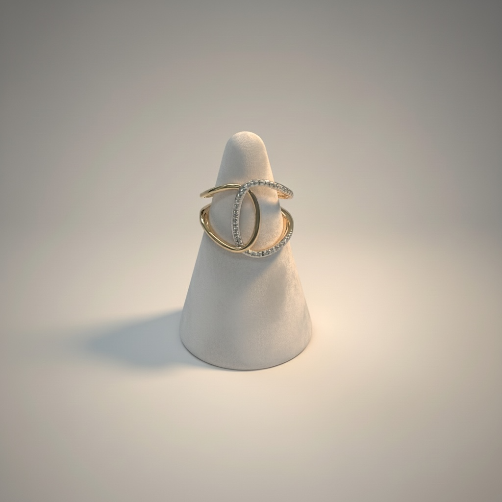 Sterling Diamond Interlocked Ring